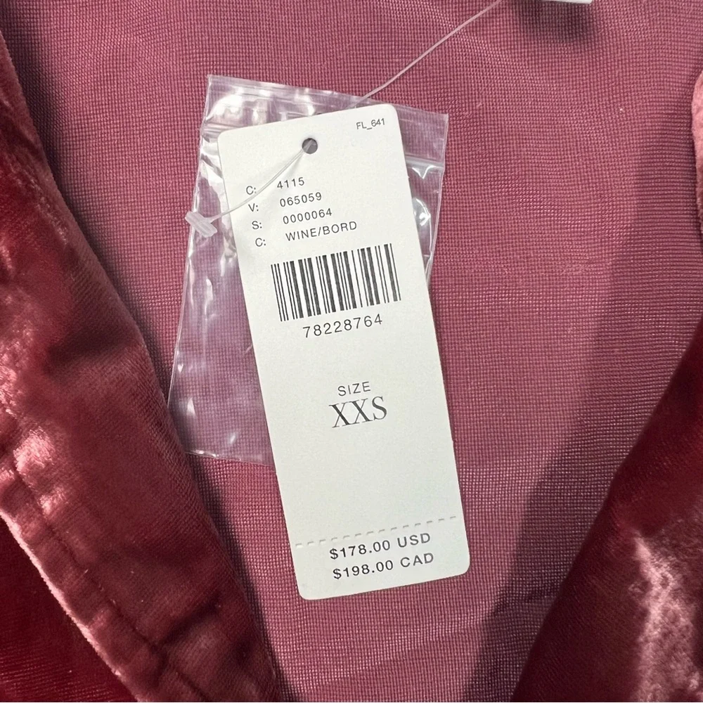 By Anthropologie Blazer Womens XXS Raspberry Velvet Tulip-Back Open Front NWT - Picture 6 of 9